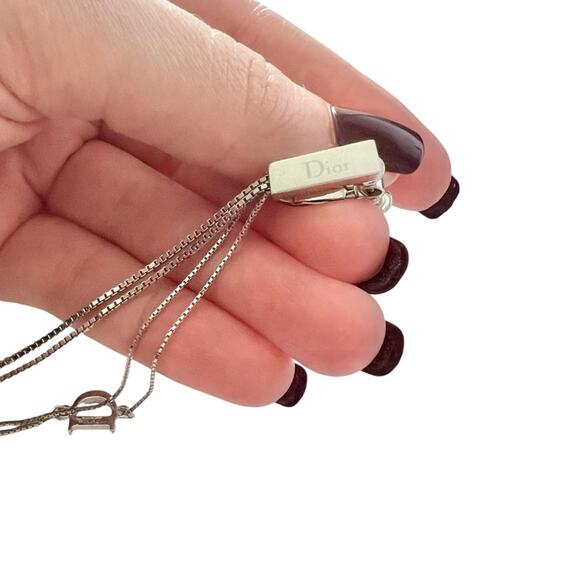 AUTH VTG Christian Dior Silver Long Chain D Charm Logo Fringe Tassel Earrings - Picture 9 of 15